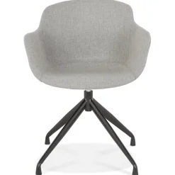 Chaise design avec accoudoirs 'SWAN' en tissu gris