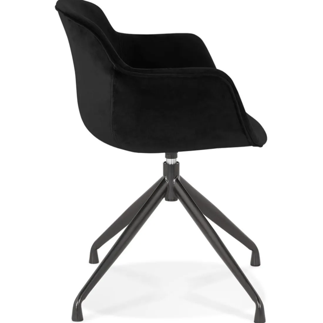 Chaise design avec accoudoirs 'GRAPIN' en velours noir