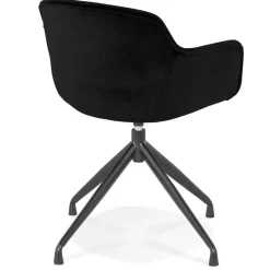 Chaise design avec accoudoirs 'GRAPIN' en velours noir
