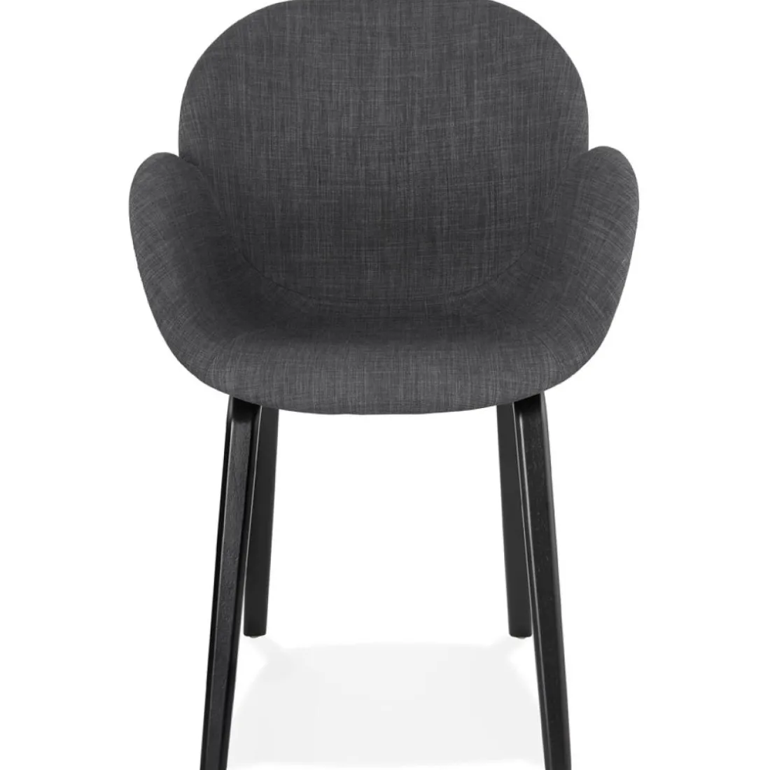 Chaise design avec accoudoirs 'SAMY' en tissu gris et pieds en bois noir
