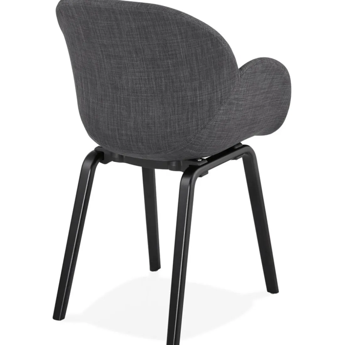 Chaise design avec accoudoirs 'SAMY' en tissu gris et pieds en bois noir