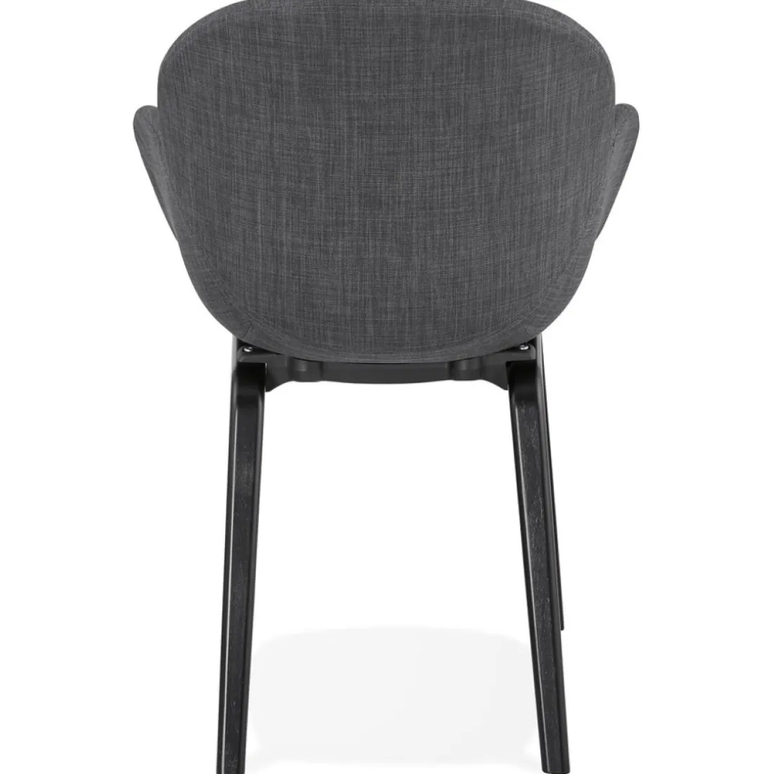 Chaise design avec accoudoirs 'SAMY' en tissu gris et pieds en bois noir