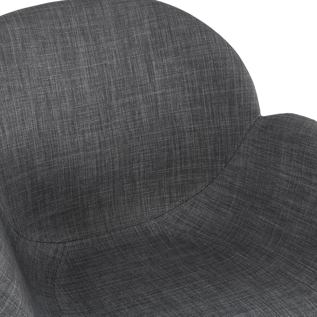 Chaise design avec accoudoirs 'SAMY' en tissu gris et pieds en bois noir