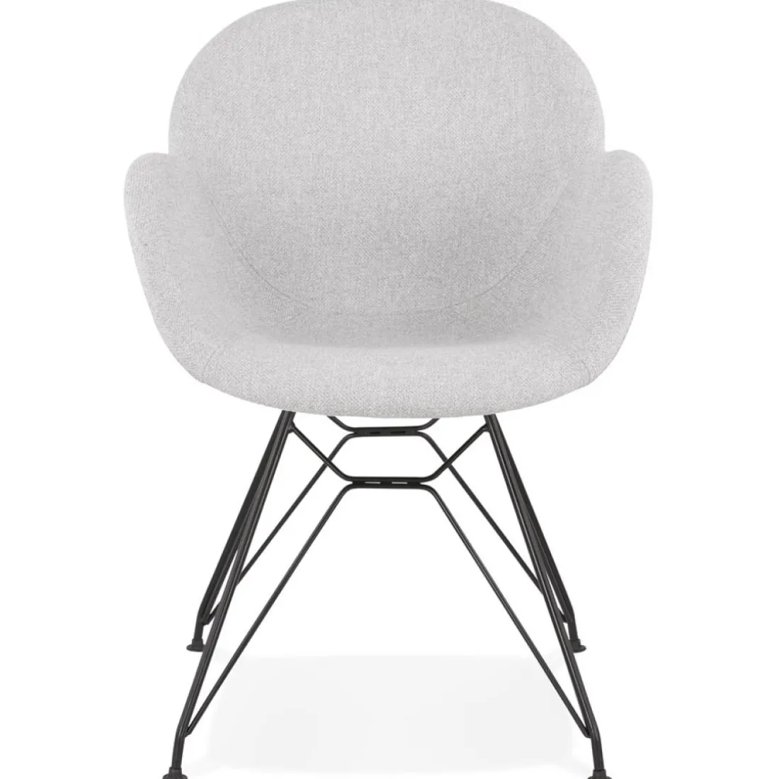 Chaise design 'PLANET' en tissu gris clair avec pieds en métal noir