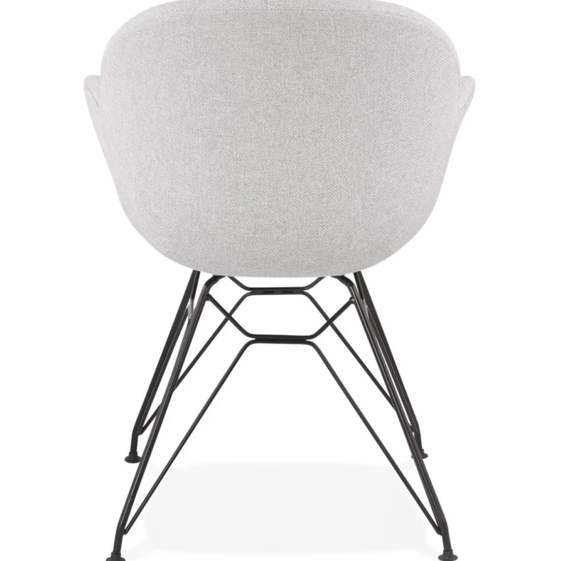 Chaise design 'PLANET' en tissu gris clair avec pieds en métal noir