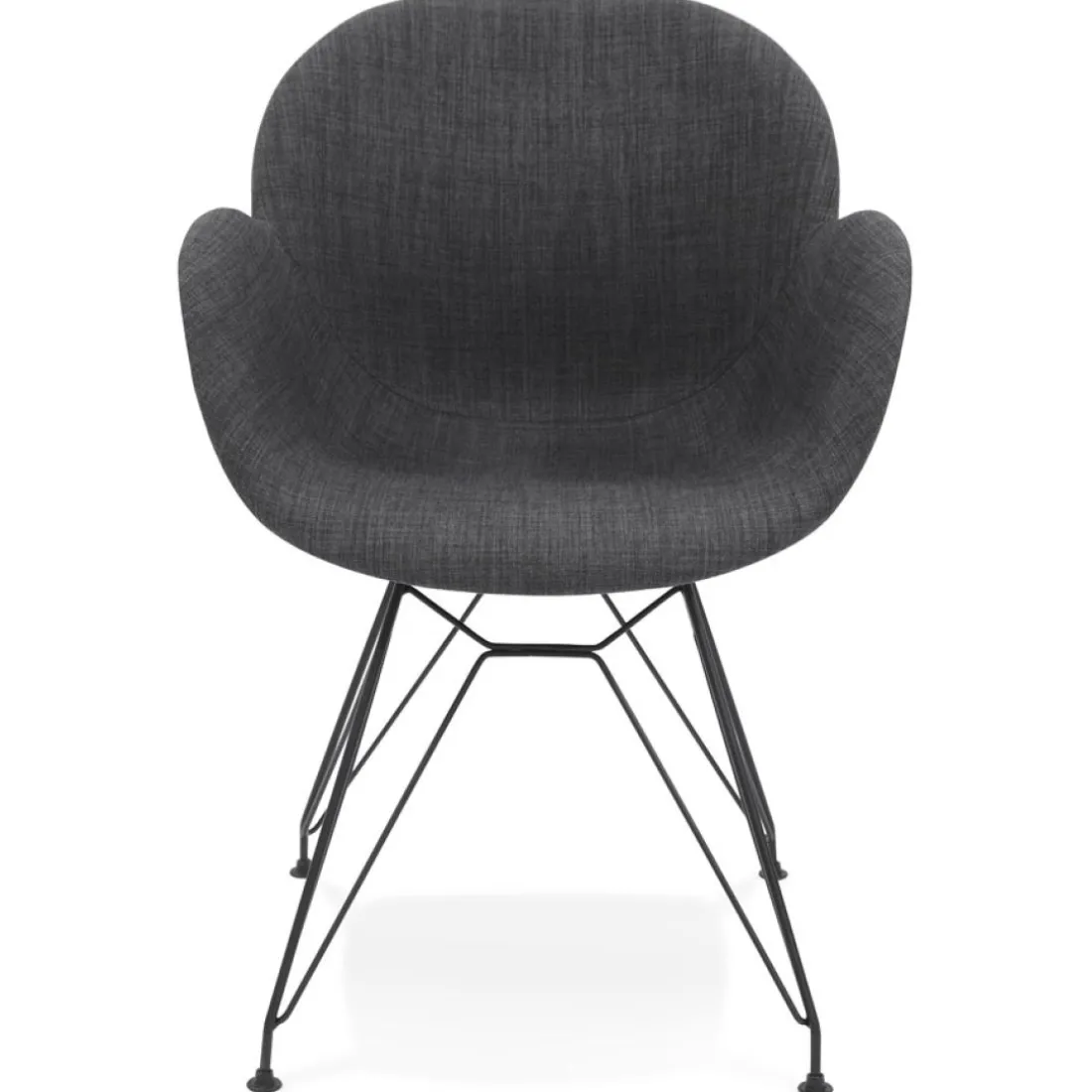 Chaise design 'PLANET' en tissu gris foncé avec pieds en métal noir