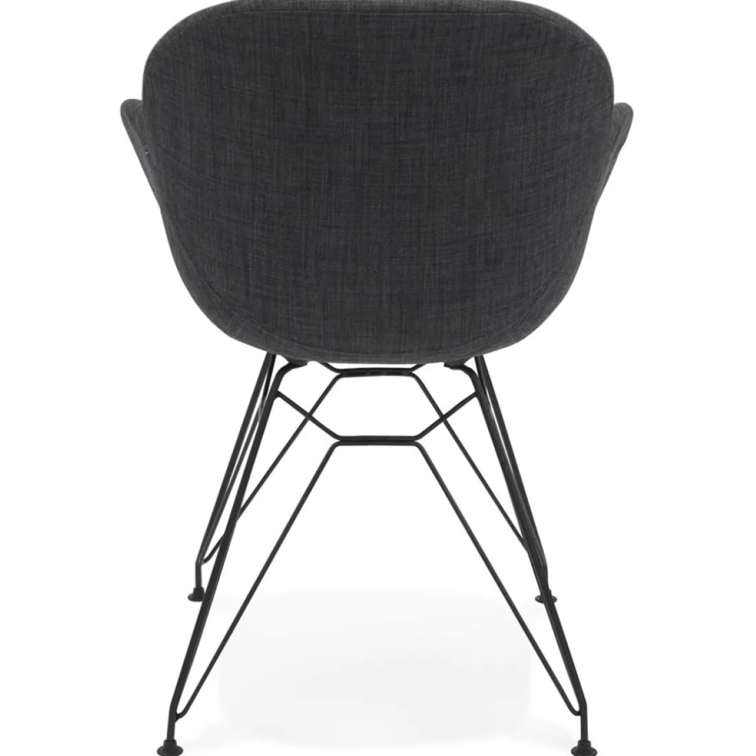 Chaise design 'PLANET' en tissu gris foncé avec pieds en métal noir