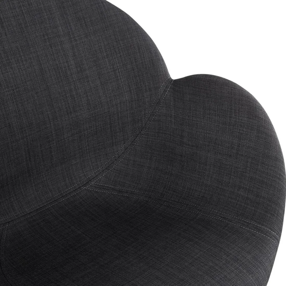 Chaise design 'PLANET' en tissu gris foncé avec pieds en métal noir
