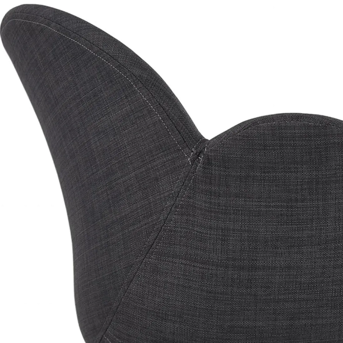 Chaise design 'PLANET' en tissu gris foncé avec pieds en métal noir