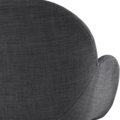 Chaise design 'PLANET' en tissu gris foncé avec pieds en métal noir