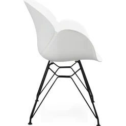 Chaise design 'SATELIT' blanche style industriel avec pieds en métal noir