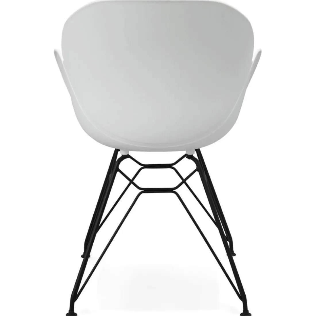 Chaise design 'SATELIT' blanche style industriel avec pieds en métal noir