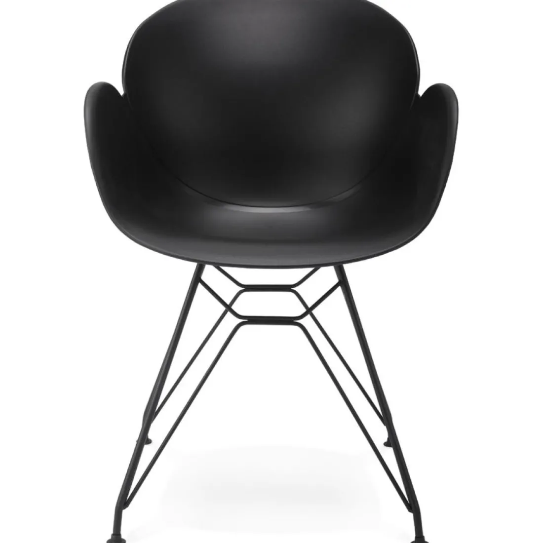 Chaise design 'SATELIT' noire style industriel avec pieds en métal noir