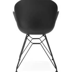 Chaise design 'SATELIT' noire style industriel avec pieds en métal noir