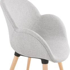 Chaise design scandinave 'TAPIOCA' en tissu gris clair