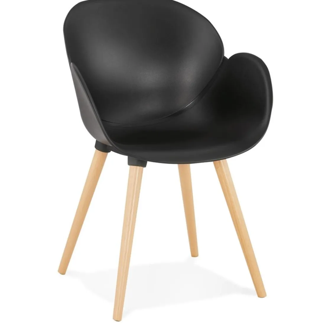 Chaise design scandinave 'PICATA' noire avec pieds en bois