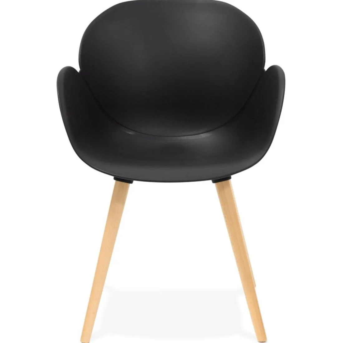 Chaise design scandinave 'PICATA' noire avec pieds en bois
