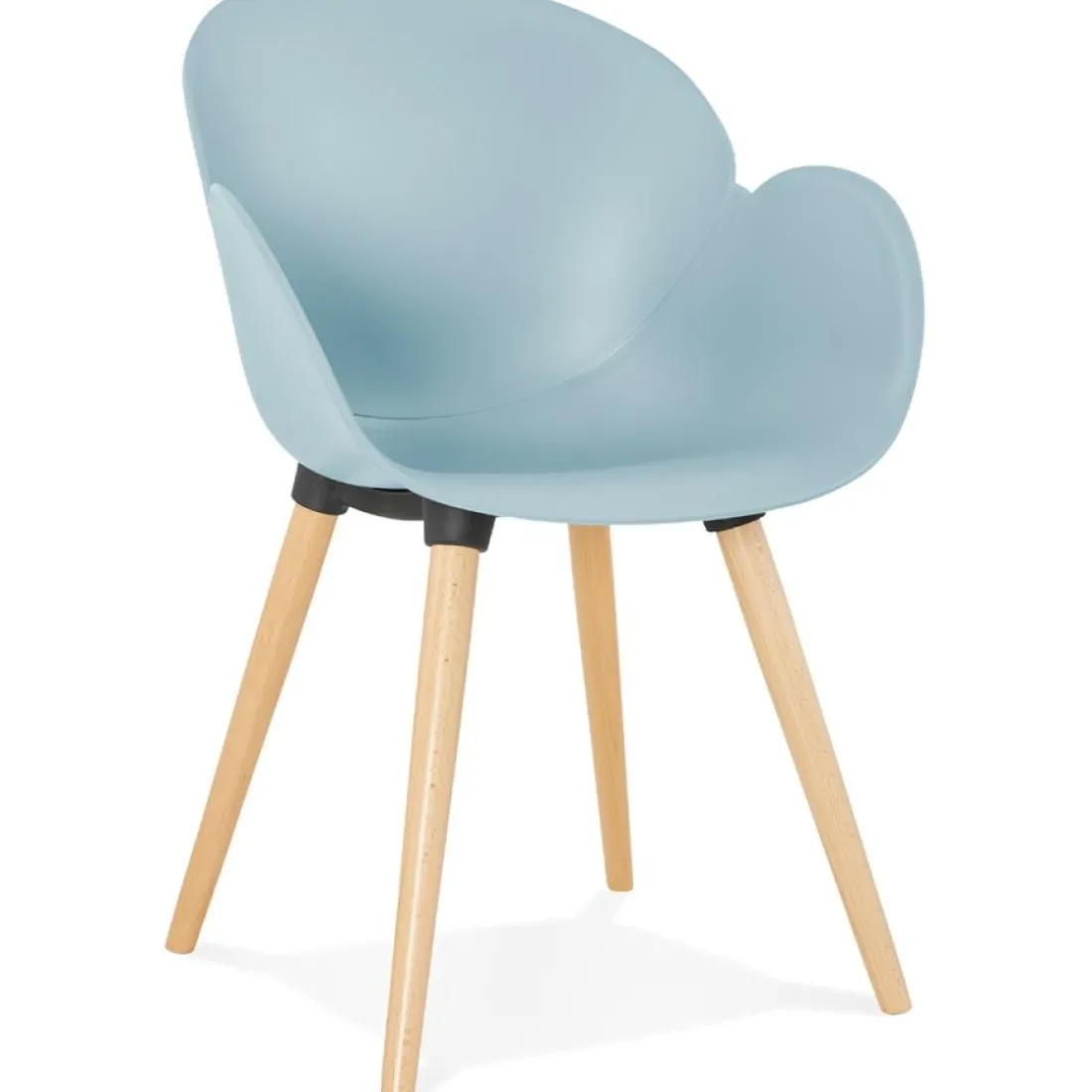 Chaise design scandinave 'PICATA' bleue avec pieds en bois