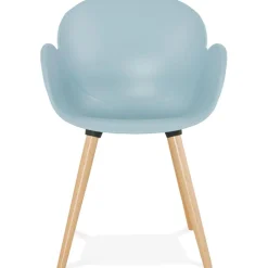 Chaise design scandinave 'PICATA' bleue avec pieds en bois