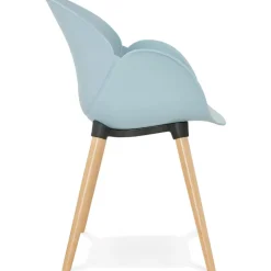 Chaise design scandinave 'PICATA' bleue avec pieds en bois
