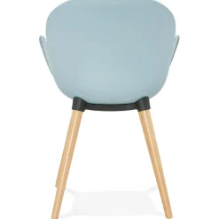 Chaise design scandinave 'PICATA' bleue avec pieds en bois