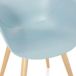 Chaise design scandinave 'PICATA' bleue avec pieds en bois