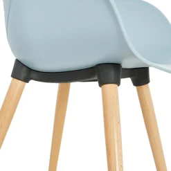 Chaise design scandinave 'PICATA' bleue avec pieds en bois