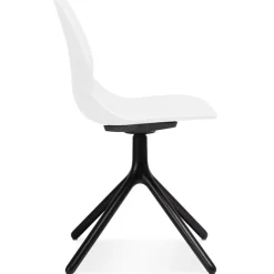 Chaise design 'TUCANA' blanche avec pieds en métal noir