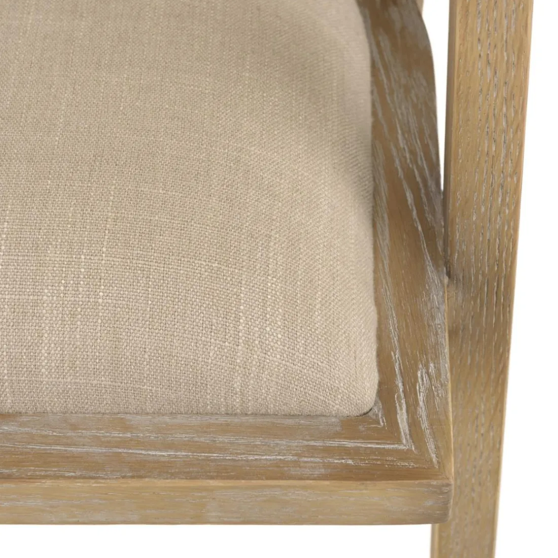 Chaise en bois assise tissu couleur lin dossier rotin naturel PIERRE
