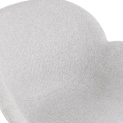 Chaise moderne 'ATOL' en tissu gris clair avec pieds en métal blanc