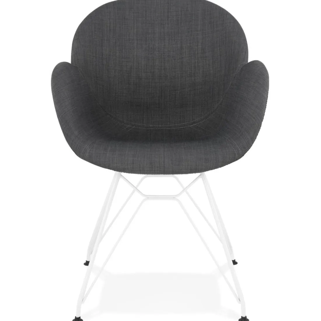 Chaise moderne 'ATOL' en tissu gris foncé avec pieds en métal blanc
