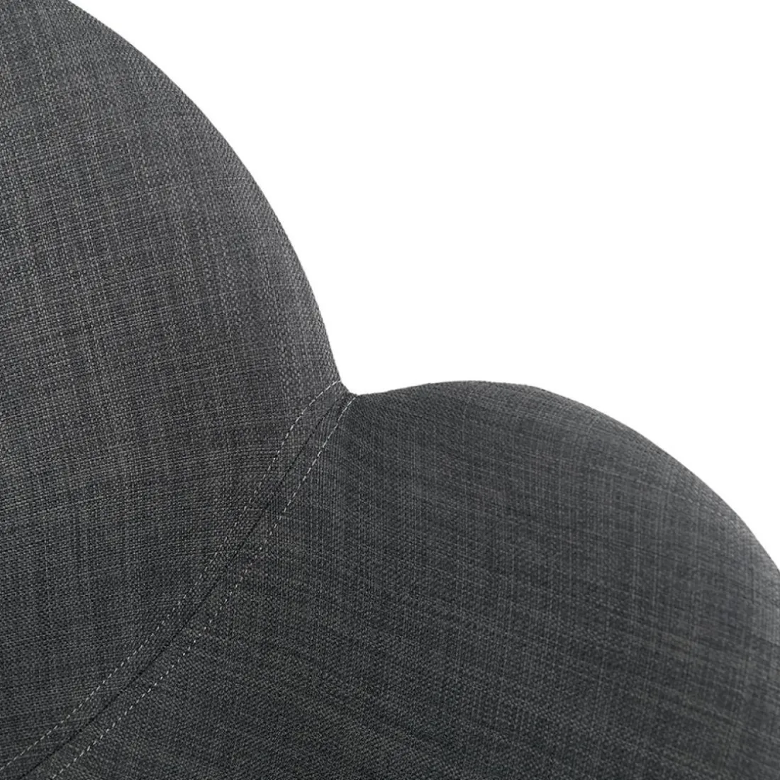 Chaise moderne 'ATOL' en tissu gris foncé avec pieds en métal blanc