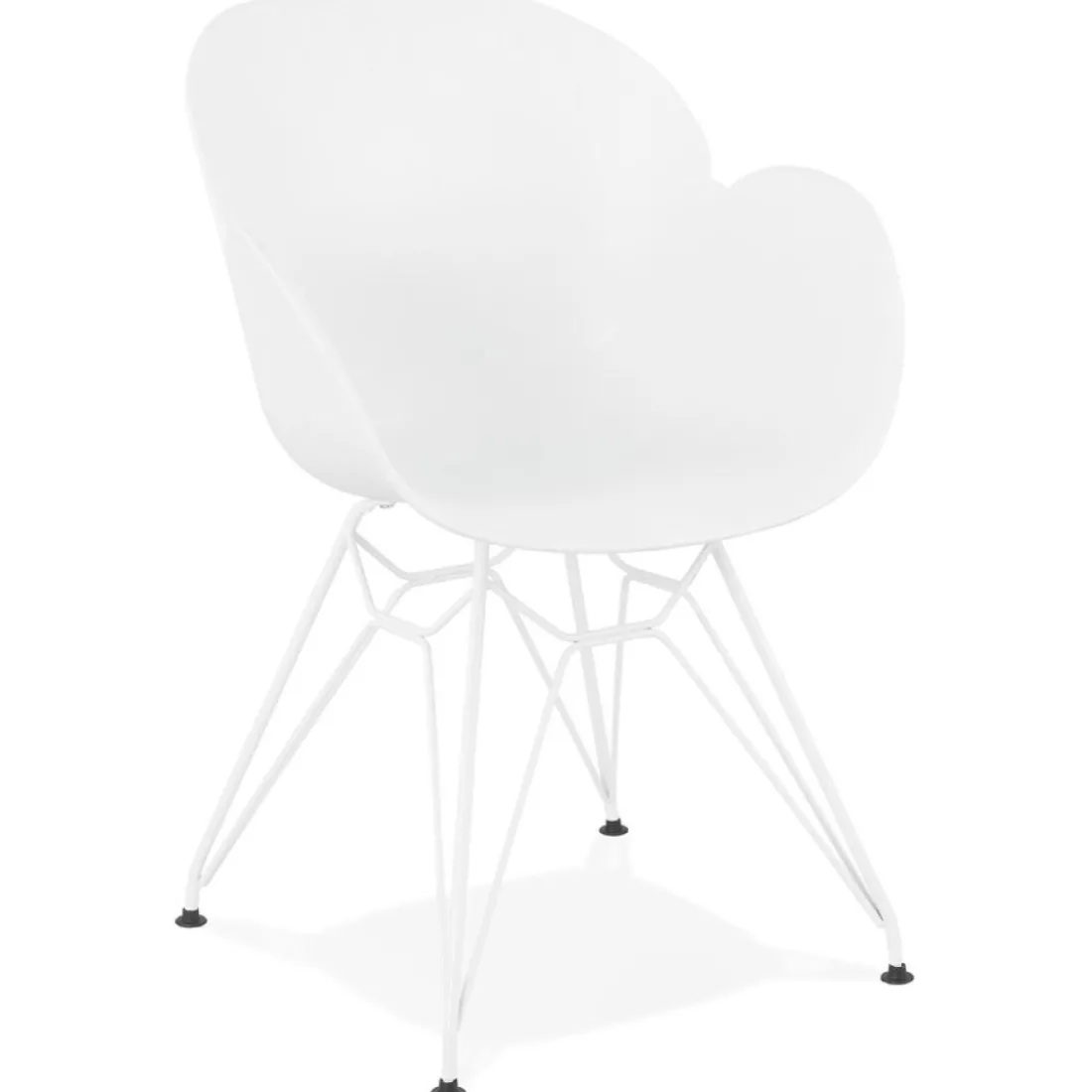 Chaise moderne 'FIDJI' blanche avec pieds en métal blanc