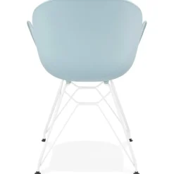 Chaise moderne 'FIDJI' bleue avec pieds en métal blanc