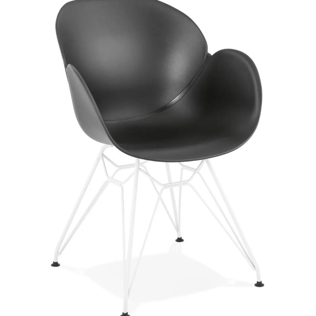 Chaise moderne 'FIDJI' noire avec pieds en métal blanc