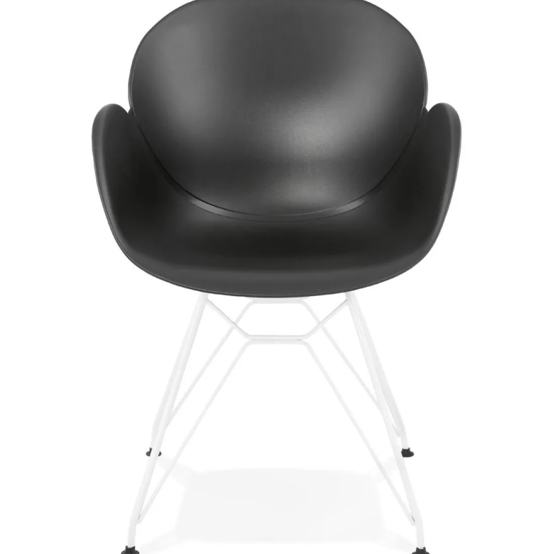Chaise moderne 'FIDJI' noire avec pieds en métal blanc