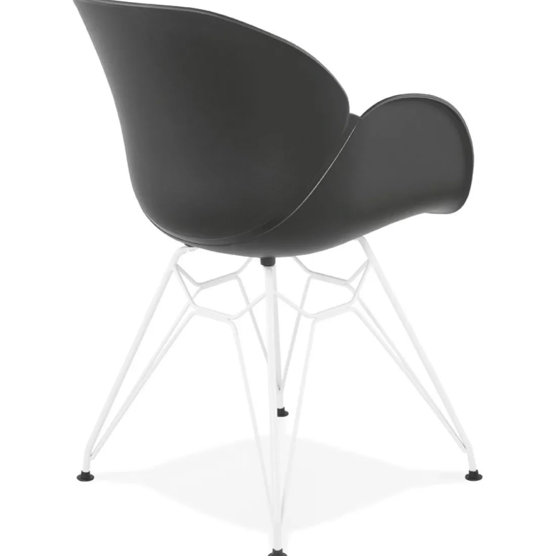Chaise moderne 'FIDJI' noire avec pieds en métal blanc