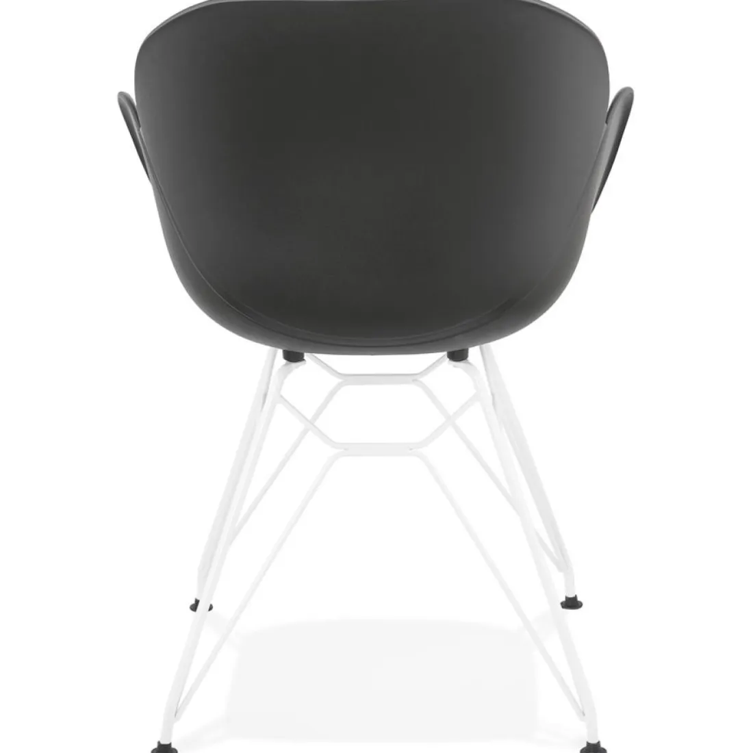 Chaise moderne 'FIDJI' noire avec pieds en métal blanc