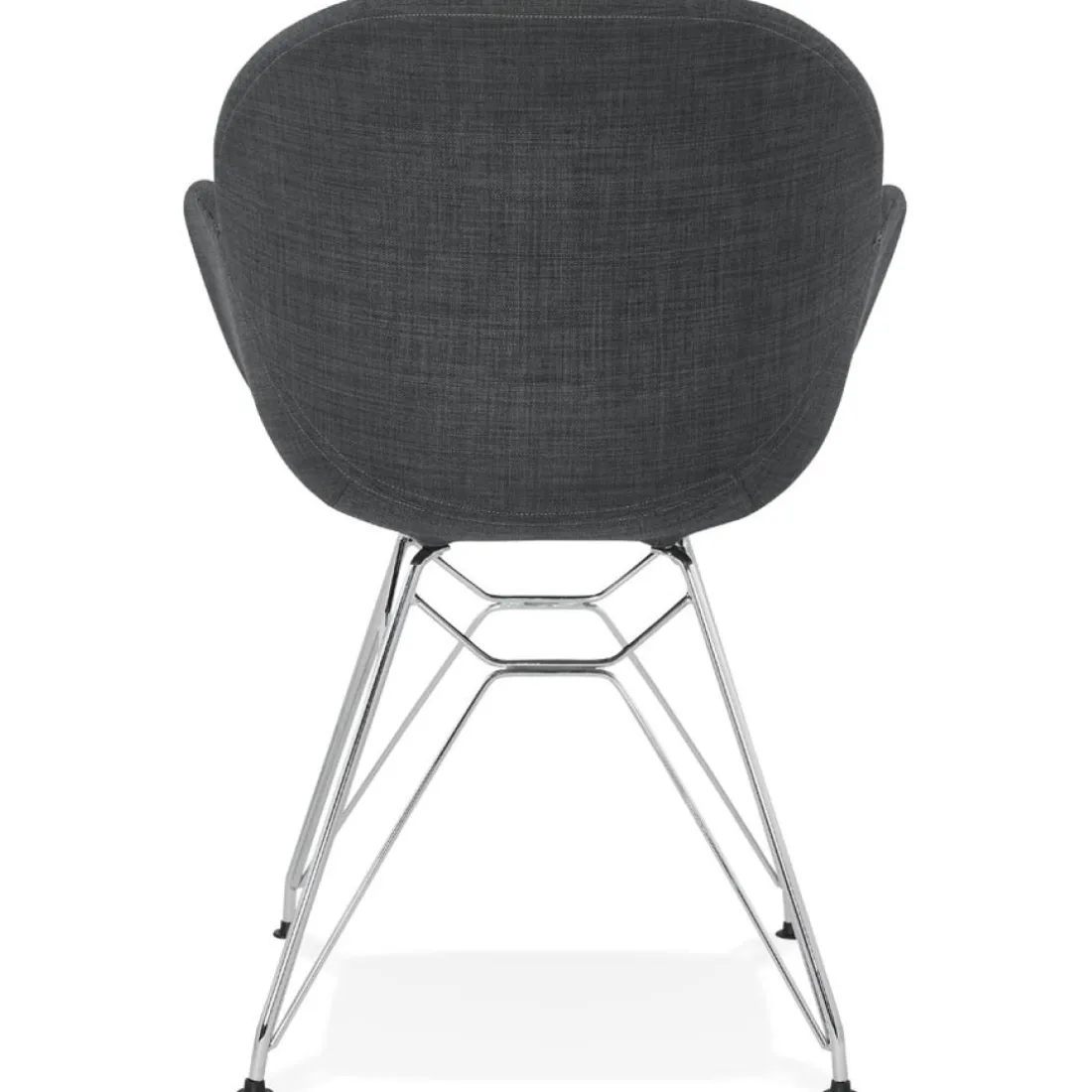 Chaise moderne 'ORIGAMI' en tissu gris foncé avec pieds en métal chromé