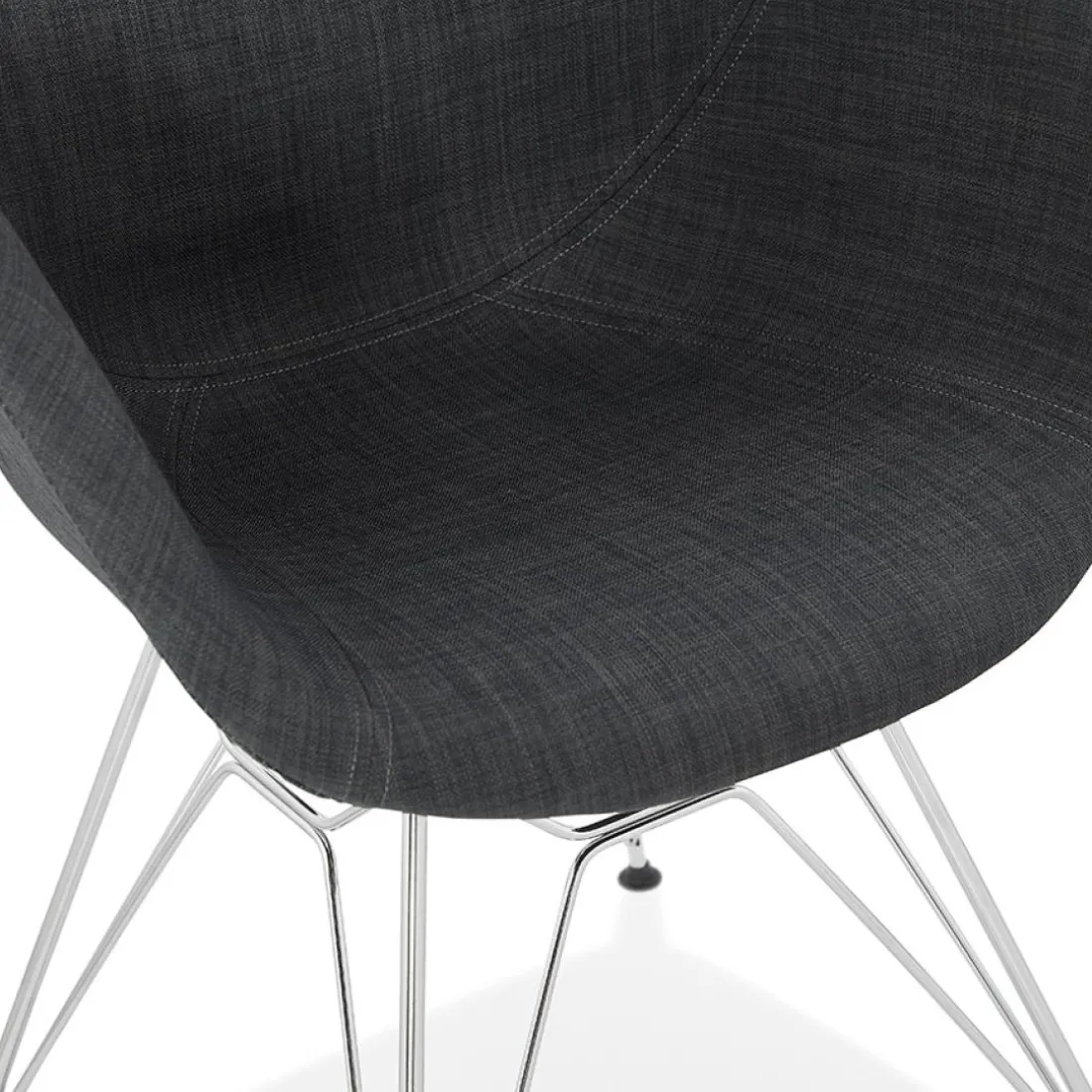 Chaise moderne 'ORIGAMI' en tissu gris foncé avec pieds en métal chromé