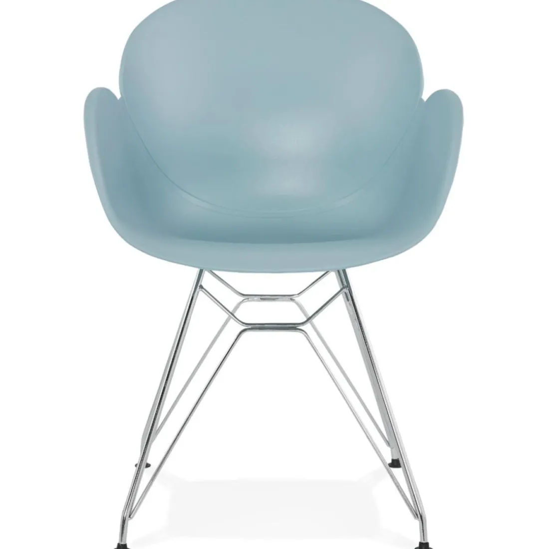 Chaise moderne 'UNAMI' bleue en matière plastique avec pieds en métal chromé