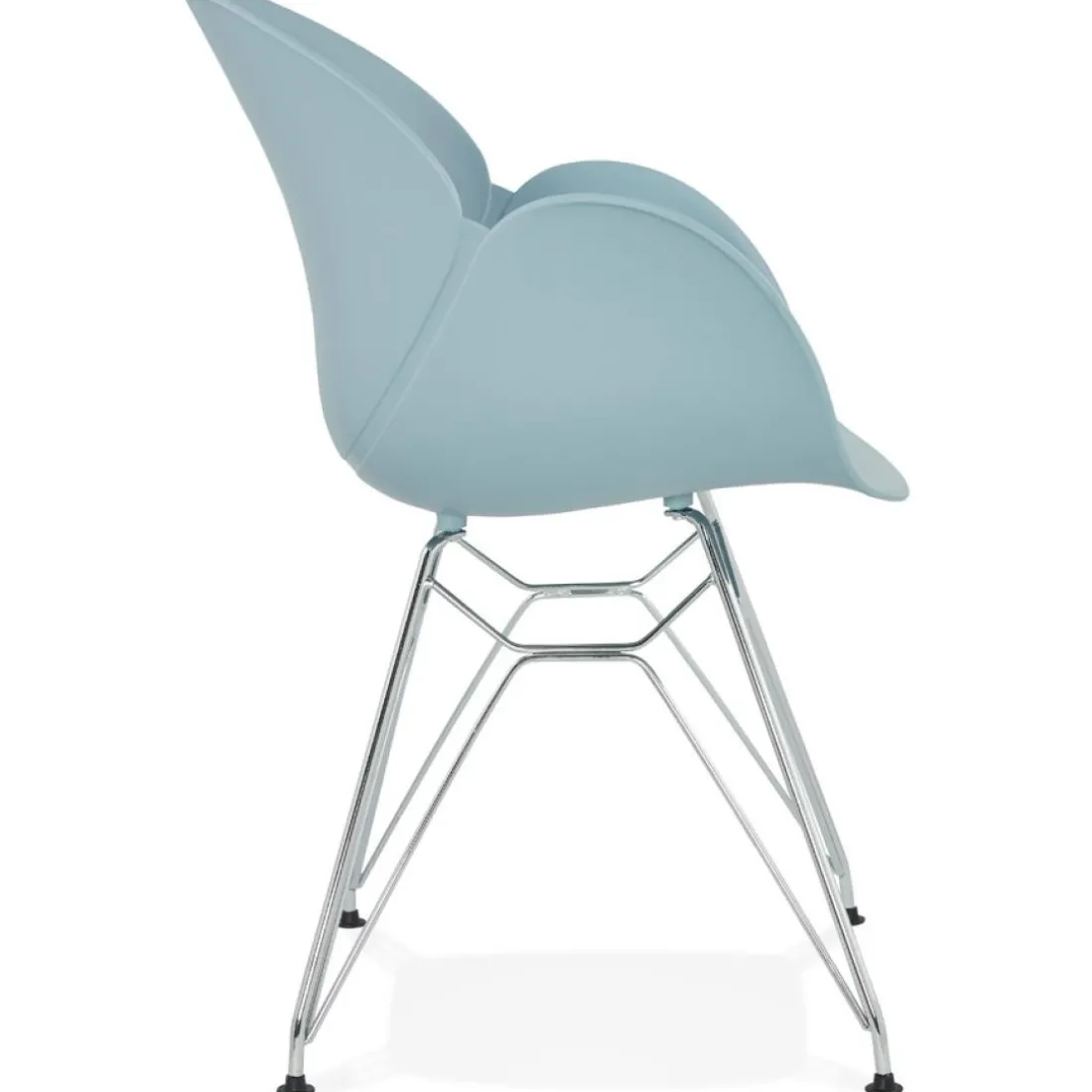 Chaise moderne 'UNAMI' bleue en matière plastique avec pieds en métal chromé