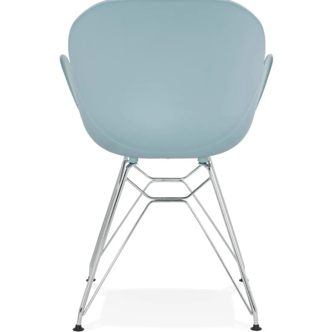 Chaise moderne 'UNAMI' bleue en matière plastique avec pieds en métal chromé