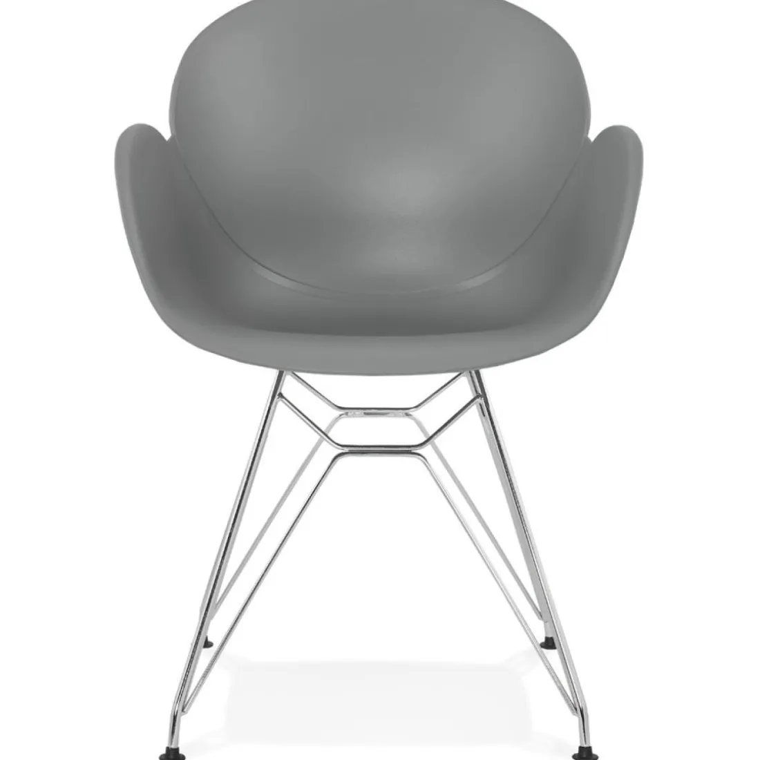 Chaise moderne 'UNAMI' grise en matière plastique avec pieds en métal chromé