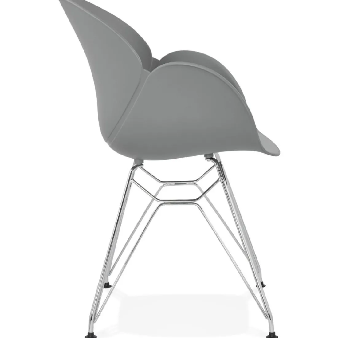 Chaise moderne 'UNAMI' grise en matière plastique avec pieds en métal chromé