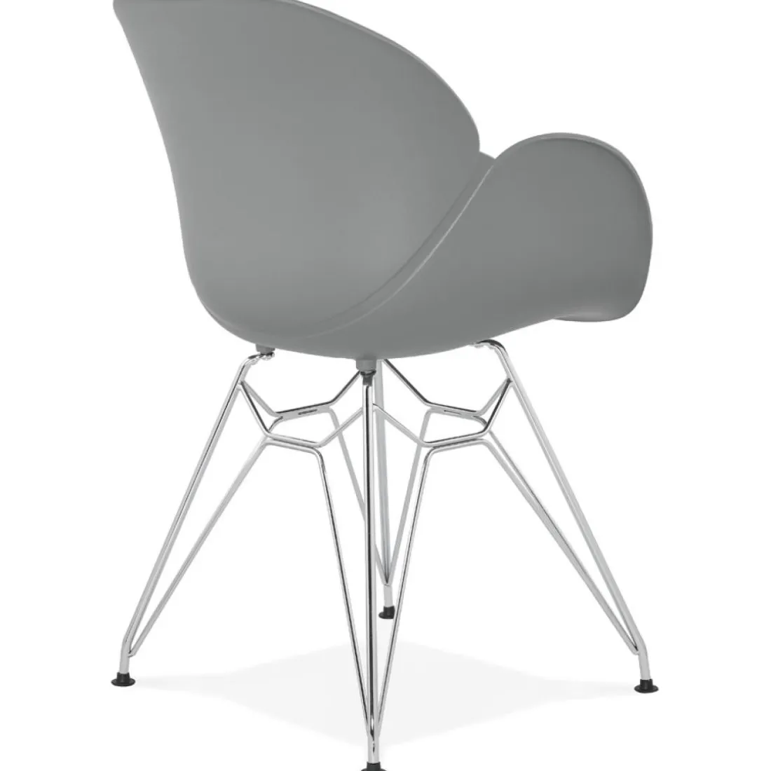 Chaise moderne 'UNAMI' grise en matière plastique avec pieds en métal chromé