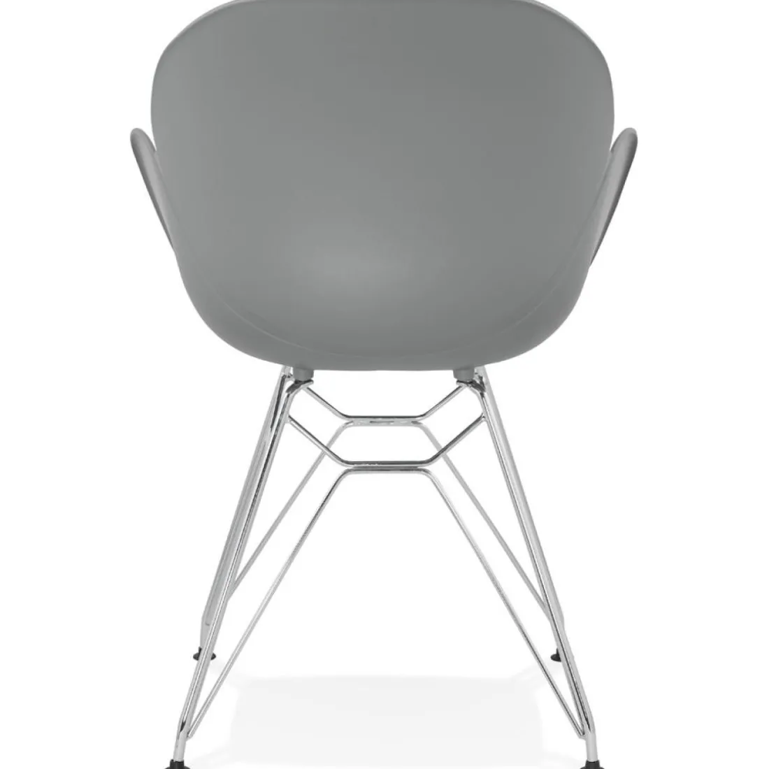 Chaise moderne 'UNAMI' grise en matière plastique avec pieds en métal chromé