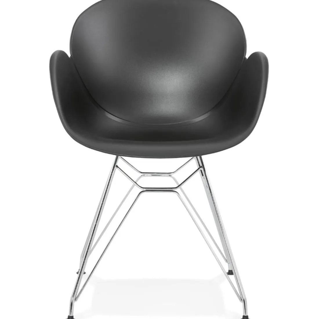 Chaise moderne 'UNAMI' noire en matière plastique avec pieds en métal chromé