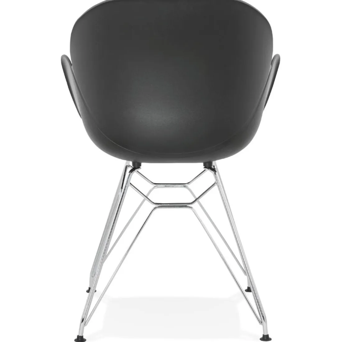 Chaise moderne 'UNAMI' noire en matière plastique avec pieds en métal chromé