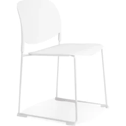 Chaise 'PILA' blanche avec assise plastique et structure métal